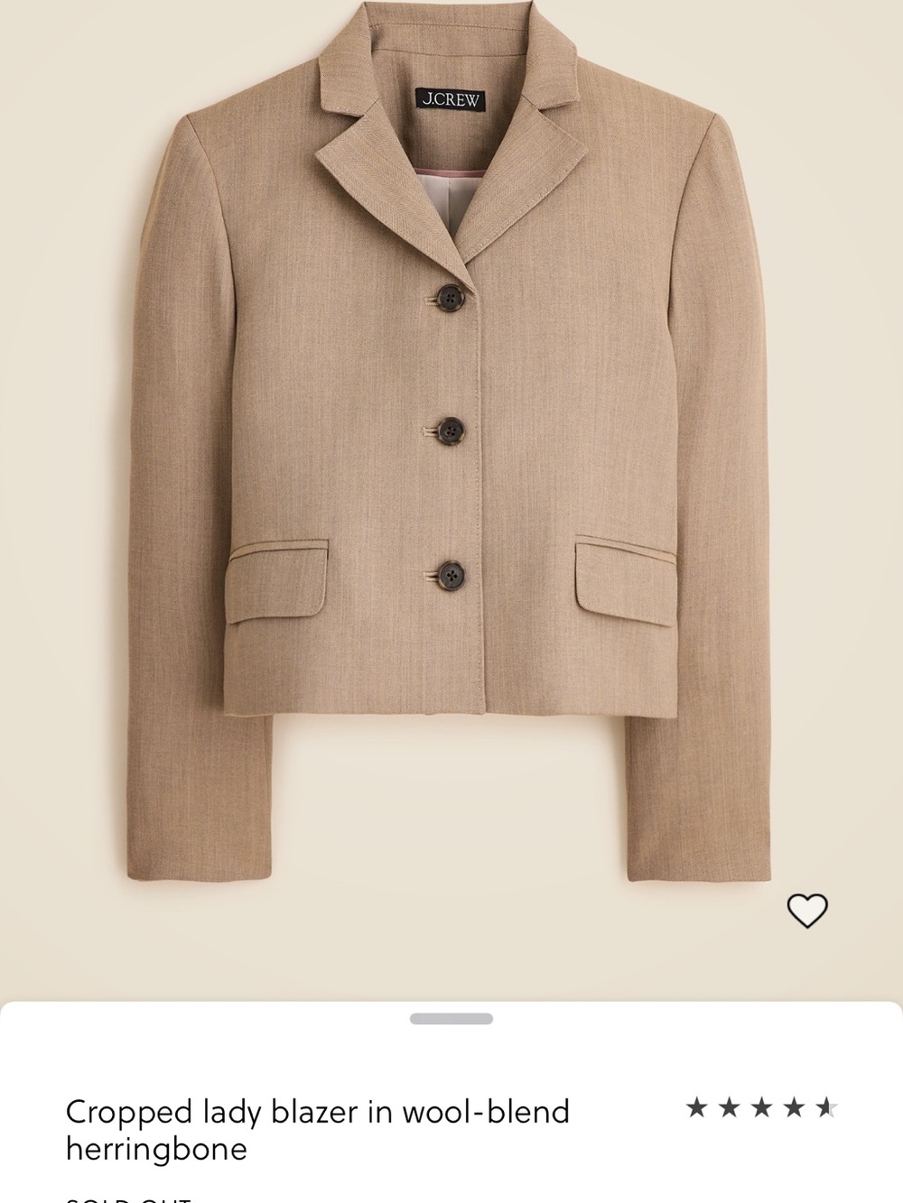 J.Crew cropped lady blazer in wool blend herringbone